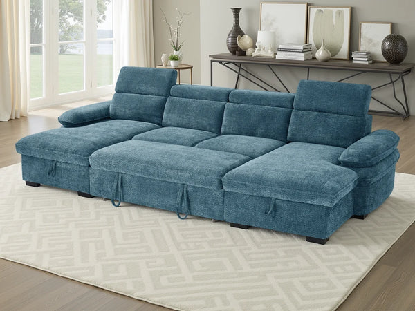 Hudson U-Shaped Corner Sofabed – Beige, Green, Grey & Blue Living Room Sofa