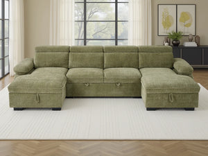 Hudson U-Shaped Corner Sofabed – Beige, Green, Grey & Blue Living Room Sofa