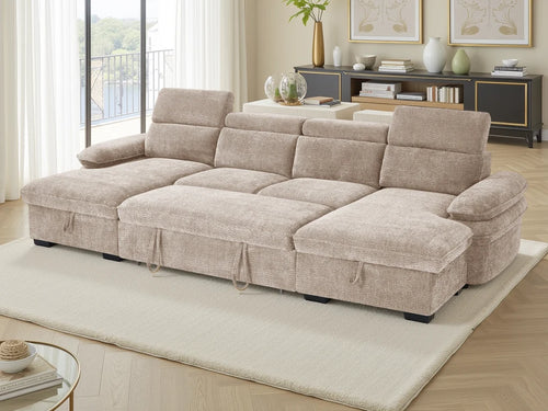 Hudson U-Shaped Corner Sofabed – Beige, Green, Grey & Blue Living Room Sofa