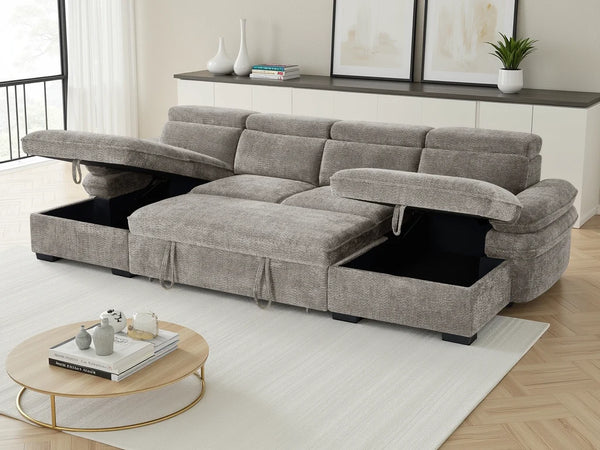 Hudson U-Shaped Corner Sofabed – Beige, Green, Grey & Blue Living Room Sofa