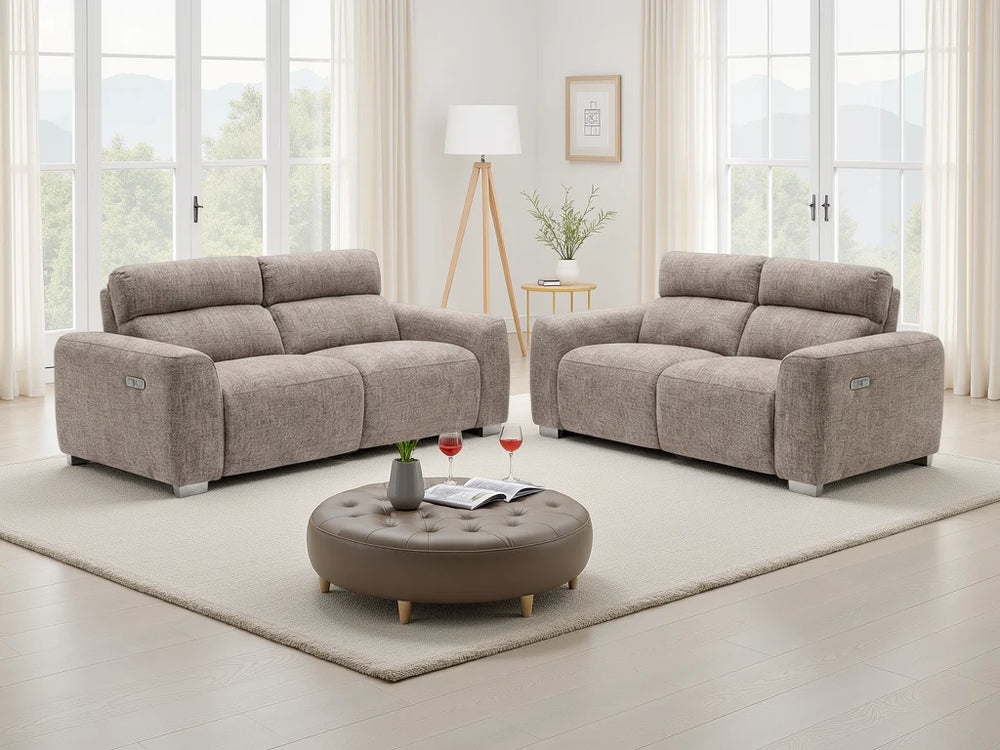 Toronto Electric Recliner 3+2 Sofa Set – Beige & Grey Living Room Seating