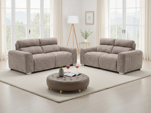 Toronto Electric Recliner 3+2 Sofa Set – Beige & Grey Living Room Seating