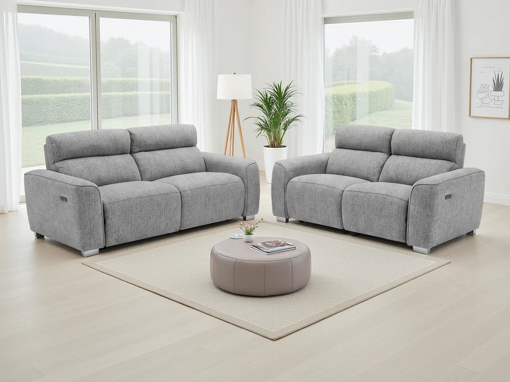 Toronto Electric Recliner 3+2 Sofa Set – Beige & Grey Living Room Seating