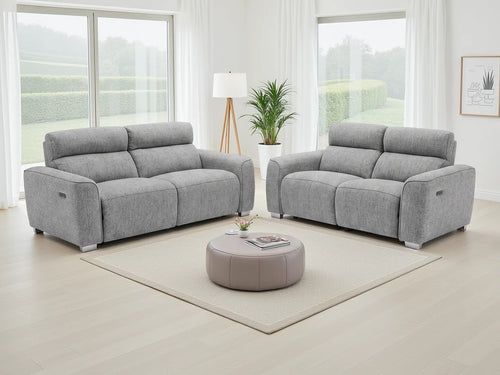 Toronto Electric Recliner 3+2 Sofa Set – Beige & Grey Living Room Seating