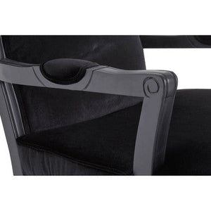 Rococo Black Shiny Velvet Chair And Footstool