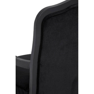 Rococo Black Shiny Velvet Chair And Footstool