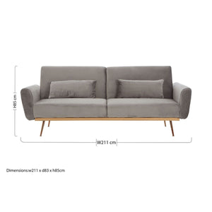 Hatton Grey Velvet Sofa Bed