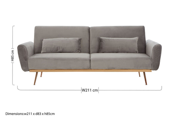 Hatton Grey Velvet Sofa Bed – detail 2