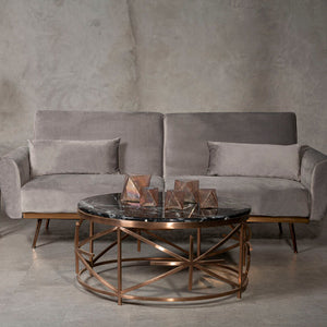 Hatton Grey Velvet Sofa Bed – side view