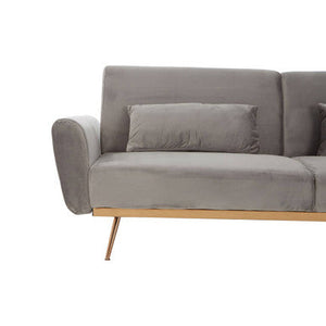 Hatton Grey Velvet Sofa Bed – side view 2