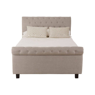 Orlando Light Grey Fabric Ottoman Sleigh Double Bed