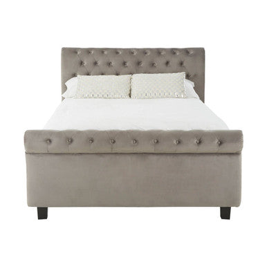 Orlando Grey Brushed Velvet Ottoman King Bed