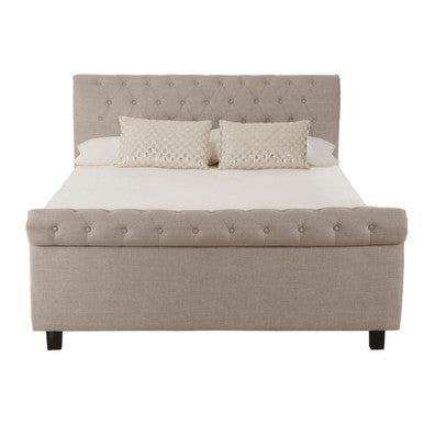 Orlando Light Grey Fabric Ottoman Sleigh King Bed