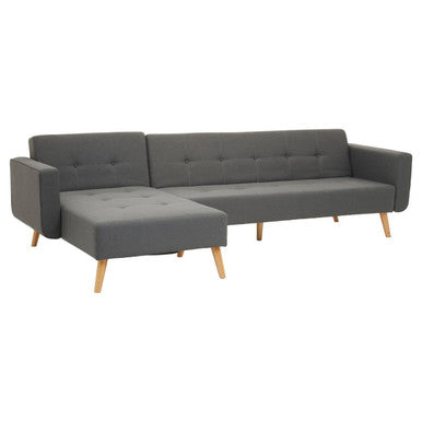 Hansa Hagen Grey Linen Corner Sofa Bed