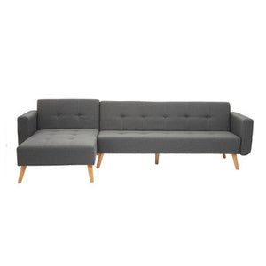 Hansa Hagen Grey Linen Corner Sofa Bed – side view