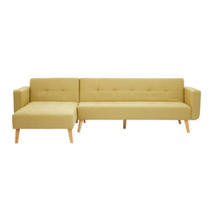 Hansa Hagen Olive Linen Corner Sofa Bed – side view