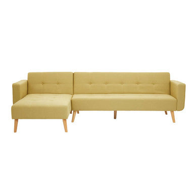 Hansa Hagen Olive Linen Corner Sofa Bed – side view