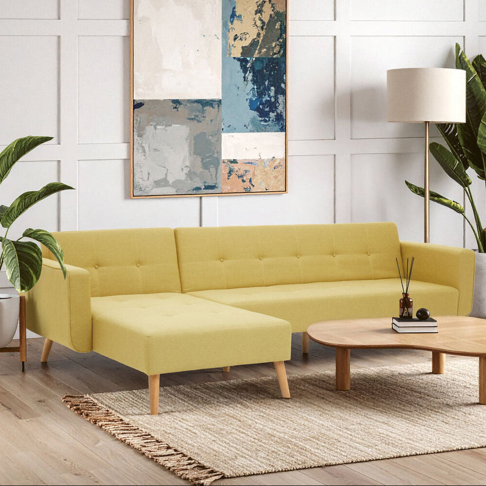 Hansa Hagen Olive Linen Corner Sofa Bed