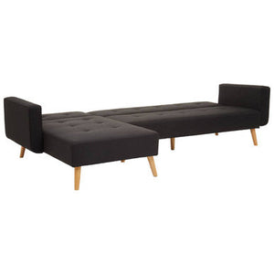 Hansa Hagen Black Linen Corner Sofa Bed