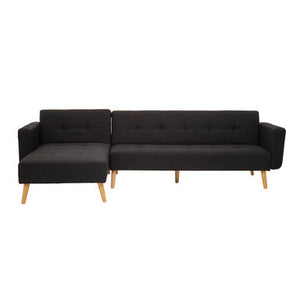 Hansa Hagen Black Linen Corner Sofa Bed – side view