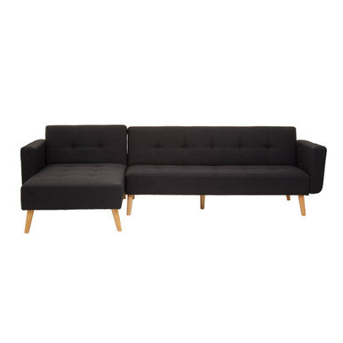 Hansa Hagen Black Linen Corner Sofa Bed – side view