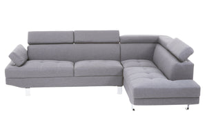Hanover Grey Linen Corner Sofa with Adjustable Headrests – side view