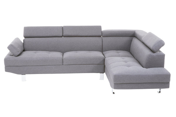 Hanover Grey Linen Corner Sofa with Adjustable Headrests – side view