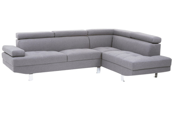 Hanover Grey Linen Corner Sofa with Adjustable Headrests – detail