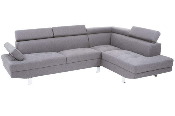 Hanover Grey Linen Corner Sofa with Adjustable Headrests – in room setting