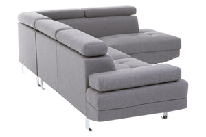 Hanover Grey Linen Corner Sofa with Adjustable Headrests – close-up