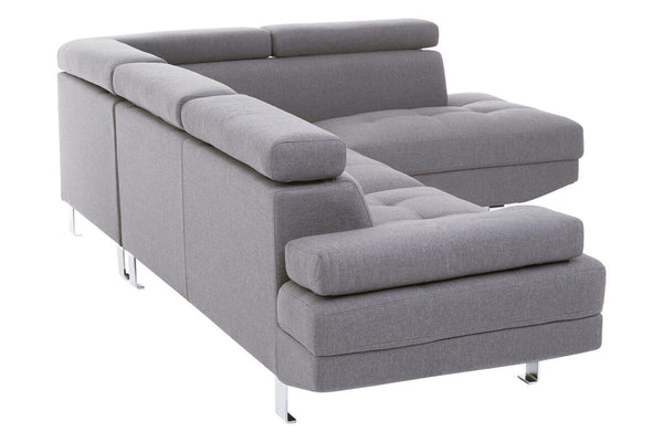 Hanover Grey Linen Corner Sofa with Adjustable Headrests – close-up