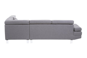 Hanover Grey Linen Corner Sofa with Adjustable Headrests – back view