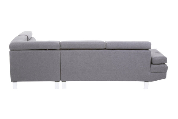 Hanover Grey Linen Corner Sofa with Adjustable Headrests – back view