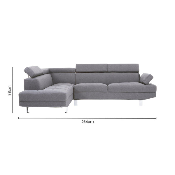 Hanover Grey Linen Corner Sofa with Adjustable Headrests – dimensions 4