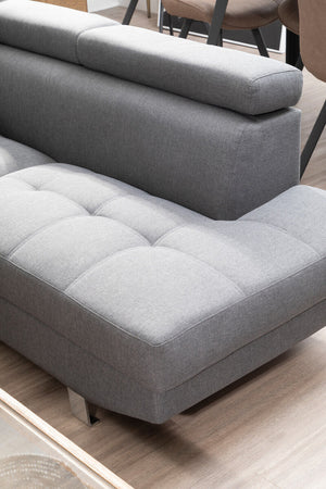 Hanover Grey Linen Corner Sofa with Adjustable Headrests – detail 2