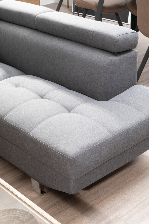 Hanover Grey Linen Corner Sofa with Adjustable Headrests – detail 2