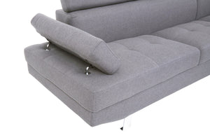 Hanover Grey Linen Corner Sofa with Adjustable Headrests – angle view 3
