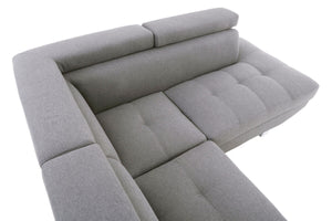 Hanover Grey Linen Corner Sofa with Adjustable Headrests – side view 4