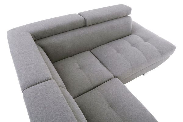 Hanover Grey Linen Corner Sofa with Adjustable Headrests – side view 4