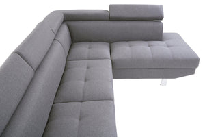 Hanover Grey Linen Corner Sofa with Adjustable Headrests – detail 4