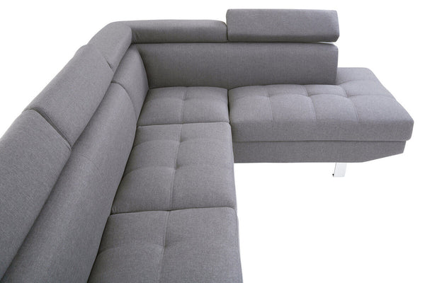 Hanover Grey Linen Corner Sofa with Adjustable Headrests – detail 4