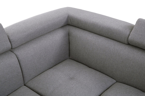 Hanover Grey Linen Corner Sofa with Adjustable Headrests – in room setting 4