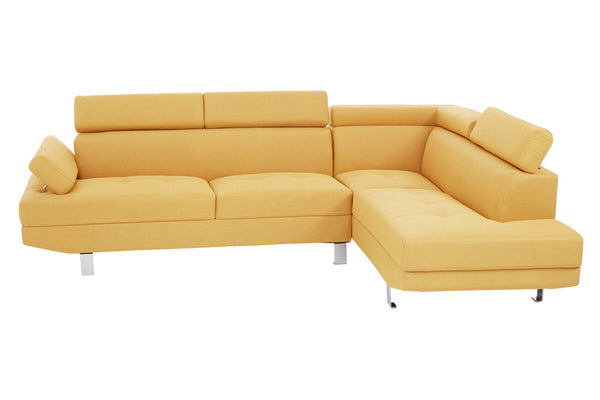 Hanover Ochre Linen Corner Sofa with Adjustable Headrests – detail
