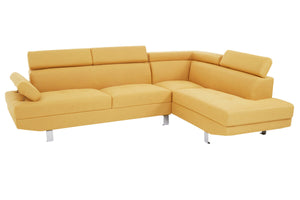 Hanover Ochre Linen Corner Sofa with Adjustable Headrests – back view