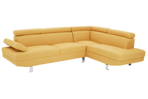 Hanover Ochre Linen Corner Sofa with Adjustable Headrests – in room setting