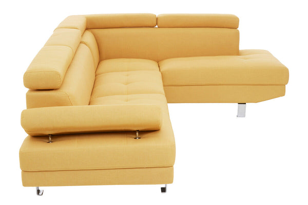 Hanover Ochre Linen Corner Sofa with Adjustable Headrests – angle view