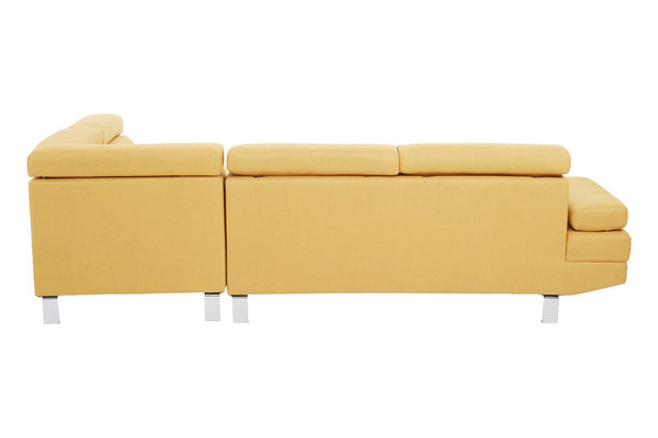 Hanover Ochre Linen Corner Sofa with Adjustable Headrests – side view 2