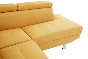 Hanover Ochre Linen Corner Sofa with Adjustable Headrests – angle view 2