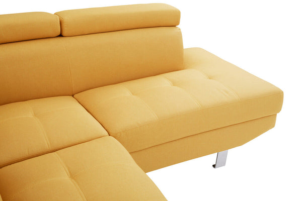 Hanover Ochre Linen Corner Sofa with Adjustable Headrests – angle view 2