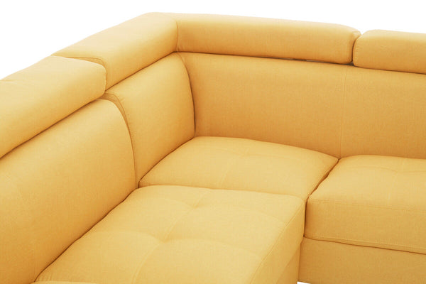 Hanover Ochre Linen Corner Sofa with Adjustable Headrests – side view 3